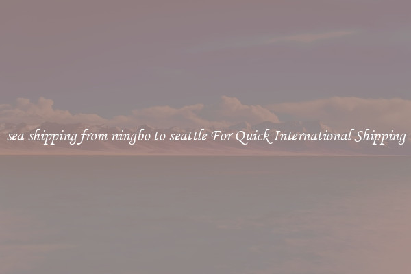 sea shipping from ningbo to seattle For Quick International Shipping