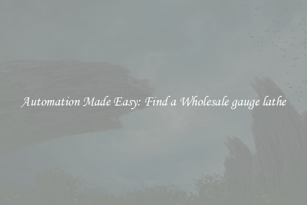  Automation Made Easy: Find a Wholesale gauge lathe 